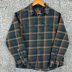 Orvis Shirt Jacket Mens Large Plaid Flannel Heavyweight Double Brushed Shacket